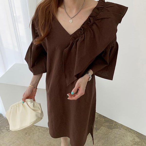 casual dresses yamdi short sleeve elegant a-line vintage party korean summer woman midi dress women 2021 irregular v neck ruffle vestid, Black;gray
casual dresses yamdi short sleeve elegant a-line vintage party korean summer woman midi dress women 2021 irregular v neck ruffle vestid, Black;gray