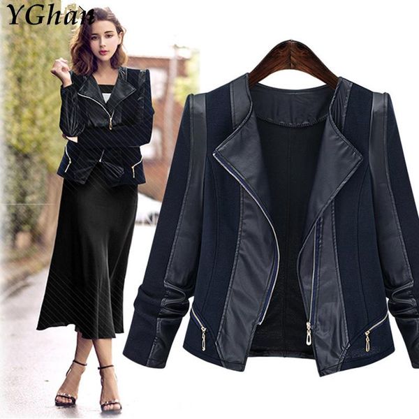 women's jackets women 2021 turn-down collar zipper slim all-match jacket womens pu leather patchwork simple elegant ladies overcoats, Black;brown
women's jackets women 2021 turn-down collar zipper slim all-match jacket womens pu leather patchwork simple elegant ladies overcoats, Black;brown