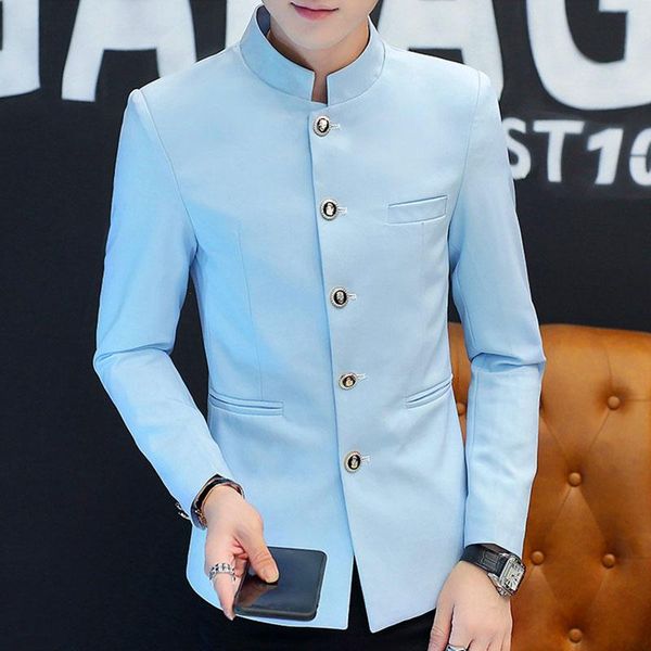 men's suits & blazers stand collar men casual blazer chinese style tunic suit jacket 2021 spring male outerwear beige white / black blu
men's suits & blazers stand collar men casual blazer chinese style tunic suit jacket 2021 spring male outerwear beige white / black blu