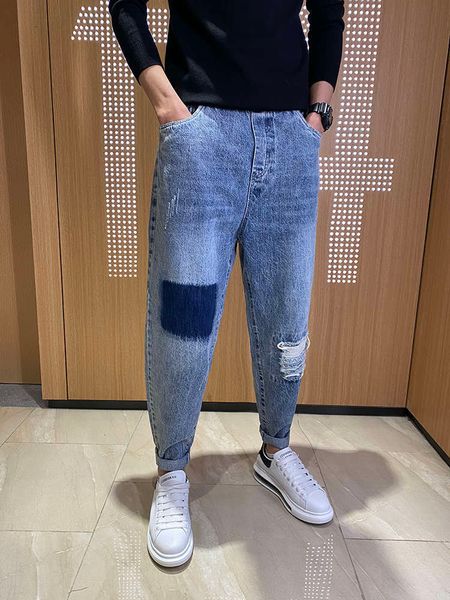 jeans men's 2021 spring new loose legged harlem pants fashion brand water washed small foot hole beggar pants, Blue
jeans men's 2021 spring new loose legged harlem pants fashion brand water washed small foot hole beggar pants, Blue