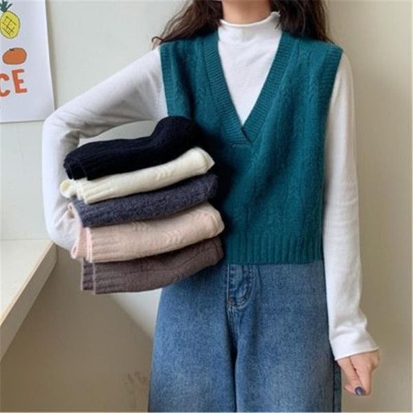 women's vests women sweaters autumn winter 2021 korean style casual v neck short knitted sweater vest sleeveless pullover waistcoat, Black;white
women's vests women sweaters autumn winter 2021 korean style casual v neck short knitted sweater vest sleeveless pullover waistcoat, Black;white