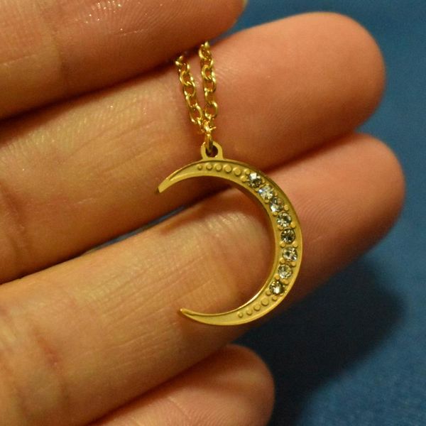 pendant necklaces stainless steel necklace female gold color shiny star moon simple clavicle chain high jewelry party wedding accessories, Silver 
pendant necklaces stainless steel necklace female gold color shiny star moon simple clavicle chain high jewelry party wedding accessories, Silver