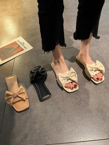 slippers large size ladies summer fashion all-match sweet bow comfortable flat sandals, Black
slippers large size ladies summer fashion all-match sweet bow comfortable flat sandals, Black