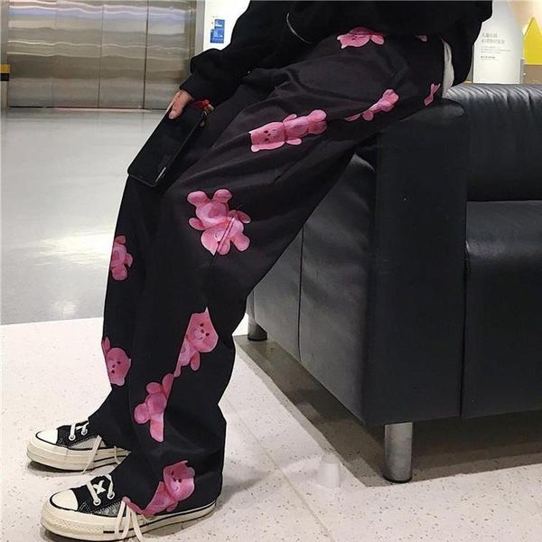 women's pants & capris cartoon pink bear print casual trousers female high waist black straight dark academia wide leg gothic, Black;white
women's pants & capris cartoon pink bear print casual trousers female high waist black straight dark academia wide leg gothic, Black;white