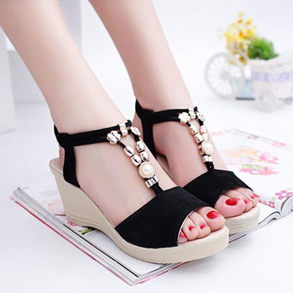 women shoes ladies fashion wedges string bead casual roman sandals sandales femmes chaussures femme ete 2021 bayan sandalet, Black
women shoes ladies fashion wedges string bead casual roman sandals sandales femmes chaussures femme ete 2021 bayan sandalet, Black