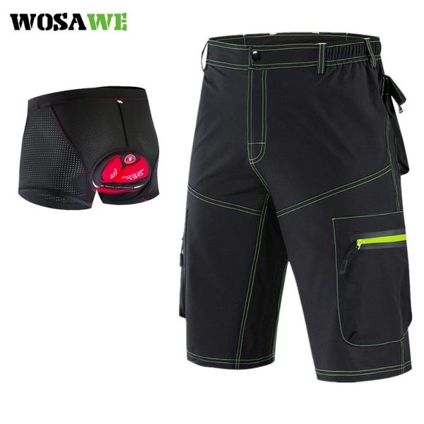 wosawe cycling shorts upgrade 5d gel padded cycling underwear breathable downhill mountain bike shorts for men