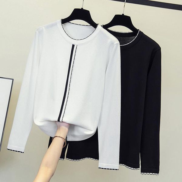 women's sweaters black white knitted plus large size oversize korean style fashion pullovers for autumn clothing ladies 2021 top, White;black
women's sweaters black white knitted plus large size oversize korean style fashion pullovers for autumn clothing ladies 2021 top, White;black
