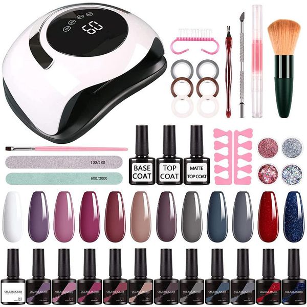 nail art kits gel polish kit with uv light 120w dryer, 12 colors white nude glitter set, manicure tools starter
nail art kits gel polish kit with uv light 120w dryer, 12 colors white nude glitter set, manicure tools starter