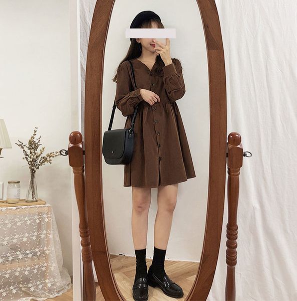 cute sweet dresses women fashion long sleeve v neck vintage preppy style girls casual loose mini button shirt dress y0118, Black;gray
cute sweet dresses women fashion long sleeve v neck vintage preppy style girls casual loose mini button shirt dress y0118, Black;gray