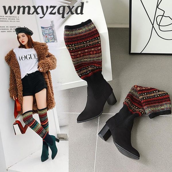 boots heeled knee high fashion winter shoes women round toe long sock comfortable knitting over the wmxyzqxd, Black
boots heeled knee high fashion winter shoes women round toe long sock comfortable knitting over the wmxyzqxd, Black