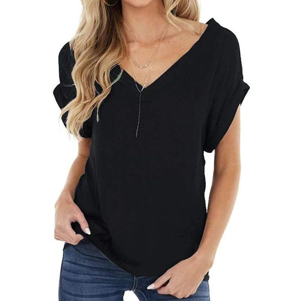 women's t-shirt solid plus size v-neck short sleeve female tee shirt summer casual t for women fashion shirts #lr2, White
women's t-shirt solid plus size v-neck short sleeve female tee shirt summer casual t for women fashion shirts #lr2, White