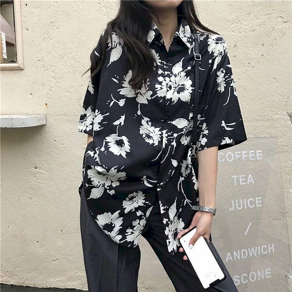 women's blouses & shirts 2021 spring summer colored flower print blouse hong kong style short sleeve harajuku fashion women button up s, White
women's blouses & shirts 2021 spring summer colored flower print blouse hong kong style short sleeve harajuku fashion women button up s, White