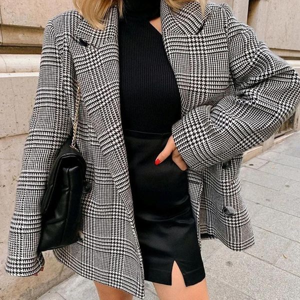 women's wool & blends muiches turn-down collar plaid blazer female double breasted long sleeve wide-waisted woman 2021 oversize england, Black
women's wool & blends muiches turn-down collar plaid blazer female double breasted long sleeve wide-waisted woman 2021 oversize england, Black