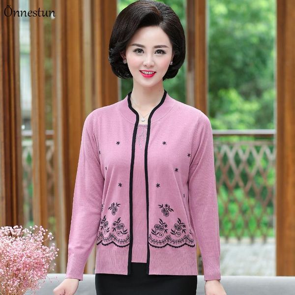 women's knits & tees embroidery two pieces sets sweater women autumn long sleeve mother set shirt + cardigan plus size for, White
women's knits & tees embroidery two pieces sets sweater women autumn long sleeve mother set shirt + cardigan plus size for, White