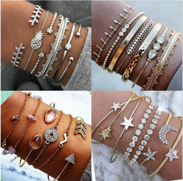 link, chain 1 set of bohemian beaded bracelet women's leaves fishtail shell crystal layered charm retro punk style 2021, Black
link, chain 1 set of bohemian beaded bracelet women's leaves fishtail shell crystal layered charm retro punk style 2021, Black