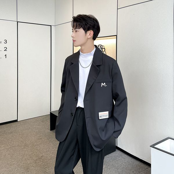 black long sleeve men's suit coat korean trend fashion loose white single breast blazer 2021 autumn new label desing 9y9226, White;black
black long sleeve men's suit coat korean trend fashion loose white single breast blazer 2021 autumn new label desing 9y9226, White;black