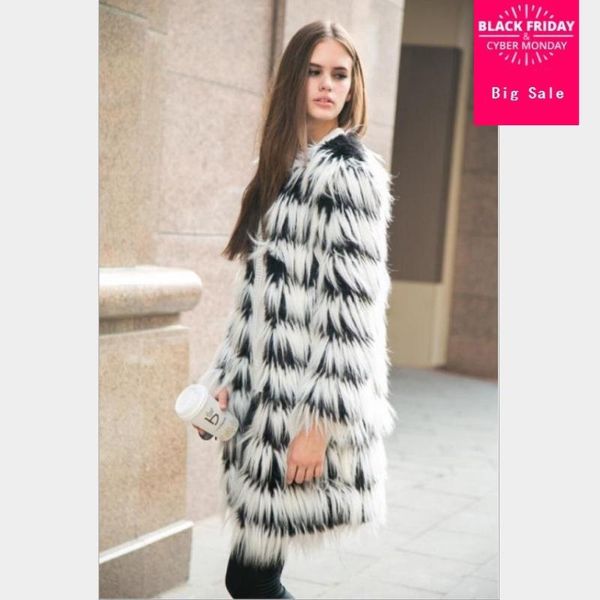 women's fur & faux winter jacket coat long sleeve stitching warm parka female slim casual imitation outwear l1506, Black
women's fur & faux winter jacket coat long sleeve stitching warm parka female slim casual imitation outwear l1506, Black