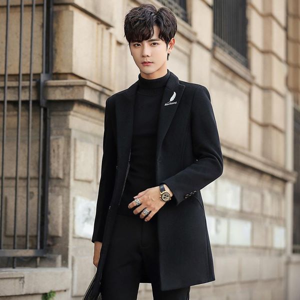 men's wool & blends mens trench coat jacket long solid color 2021 autumn winter korean casual slim fit windbreaker outwear erkekler cek, Black
men's wool & blends mens trench coat jacket long solid color 2021 autumn winter korean casual slim fit windbreaker outwear erkekler cek, Black