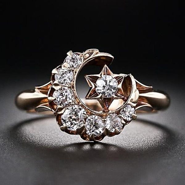 wedding rings vintage design cz zircon star moon ring 2021 fashion statement geometric rose gold charm lady girl jewelry accessories, Slivery;golden
wedding rings vintage design cz zircon star moon ring 2021 fashion statement geometric rose gold charm lady girl jewelry accessories, Slivery;golden