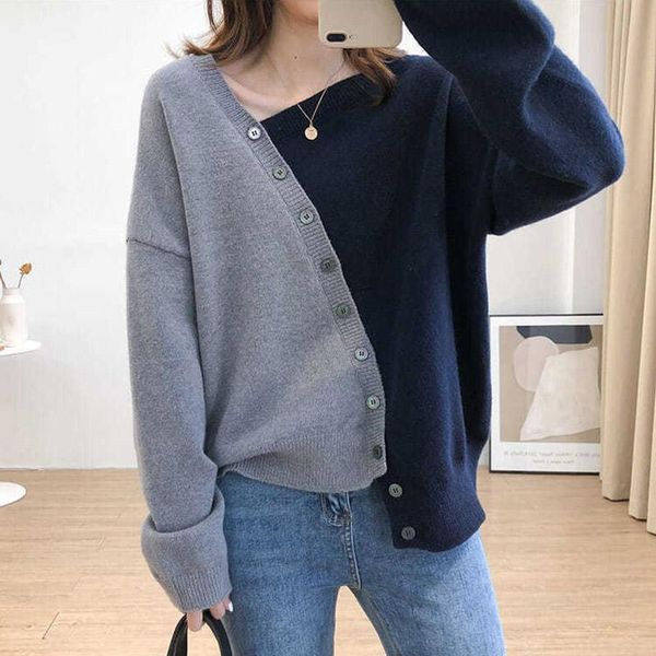 women's sweaters geskeey woman sweater patchwork cardigan fall winter korean irregular single breasted knitted vintage casual female cl, White;black
women's sweaters geskeey woman sweater patchwork cardigan fall winter korean irregular single breasted knitted vintage casual female cl, White;black