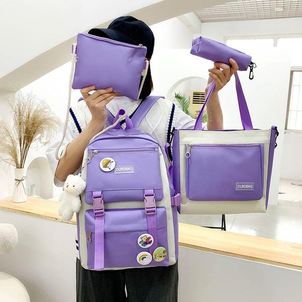 backpack children's for girl school bag college students schoolbag large capacity canvas female bags 4pcs/set knapsack
backpack children's for girl school bag college students schoolbag large capacity canvas female bags 4pcs/set knapsack