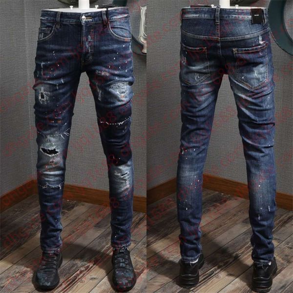 cool guy jeans italia fashion style color wash effect ripped skinny denim trousers for men, Blue
cool guy jeans italia fashion style color wash effect ripped skinny denim trousers for men, Blue