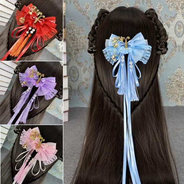 party masks fashion chinese style hanfu tang costume hair clip headdress ancient sakura tassel pendant ribbon bow hairpin girl ornament