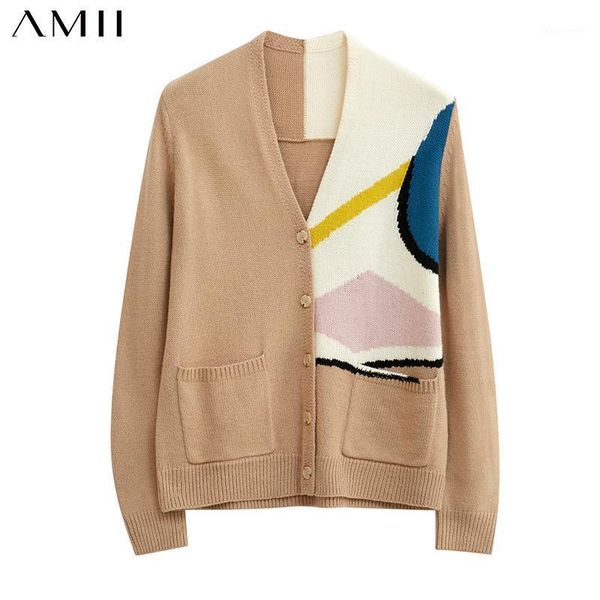 women's knits & tees amii minimalism autumn winter causal female cardigan fashion patchwork vneck single breasted cardigans for women, White
women's knits & tees amii minimalism autumn winter causal female cardigan fashion patchwork vneck single breasted cardigans for women, White
