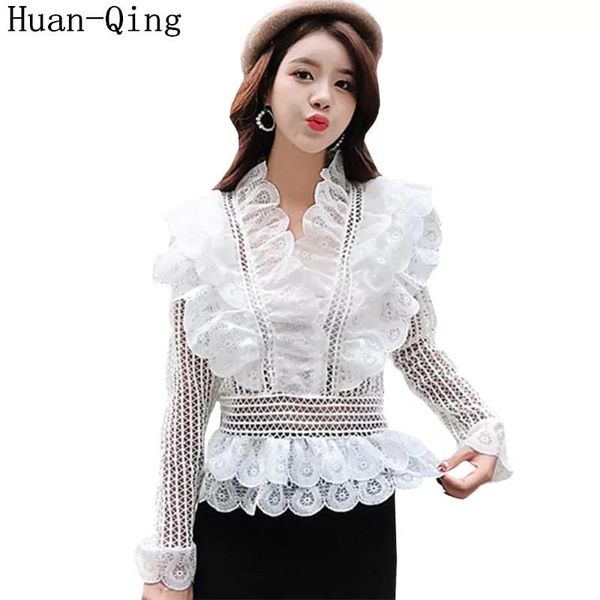 women's blouses & shirts 2021 korean sweet lace blouse runway women hollow out ruffles black white blusas mujer v-neck long sleeve shir
women's blouses & shirts 2021 korean sweet lace blouse runway women hollow out ruffles black white blusas mujer v-neck long sleeve shir