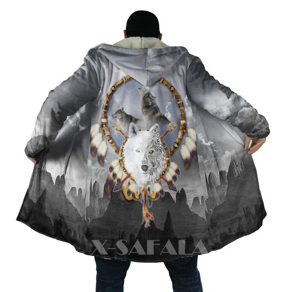men's wool & blends native wolf animal feather all over 3d printed thick warm hooded cloak for men windproof fleece casual-2, Black
men's wool & blends native wolf animal feather all over 3d printed thick warm hooded cloak for men windproof fleece casual-2, Black