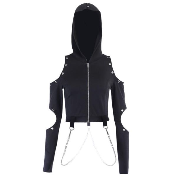 women's hoodies & sweatshirts women hooded black gothic long sleeve street wear hoodie chain broken hole zipper shirt goth short sweats
women's hoodies & sweatshirts women hooded black gothic long sleeve street wear hoodie chain broken hole zipper shirt goth short sweats
