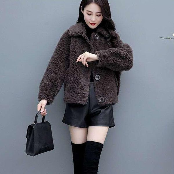 women's jackets faux lamb coat female loose winter warm short solid color casual slim woolen ladies lapel pocket single-breasted, Black;brown 
women's jackets faux lamb coat female loose winter warm short solid color casual slim woolen ladies lapel pocket single-breasted, Black;brown