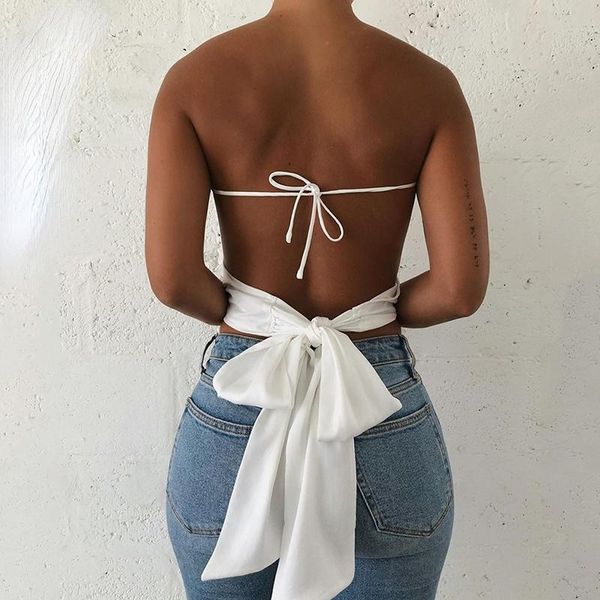 women's tanks & camis fashion satin halter crop sleeveless backless bandage bow tie up female vest cropped streetwear, White
women's tanks & camis fashion satin halter crop sleeveless backless bandage bow tie up female vest cropped streetwear, White