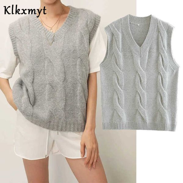 klkxmyt za women fashion eight-strand weave cropped v nekc knitted vest sweater vintage female pullovers chic 210527, Black;white
klkxmyt za women fashion eight-strand weave cropped v nekc knitted vest sweater vintage female pullovers chic 210527, Black;white