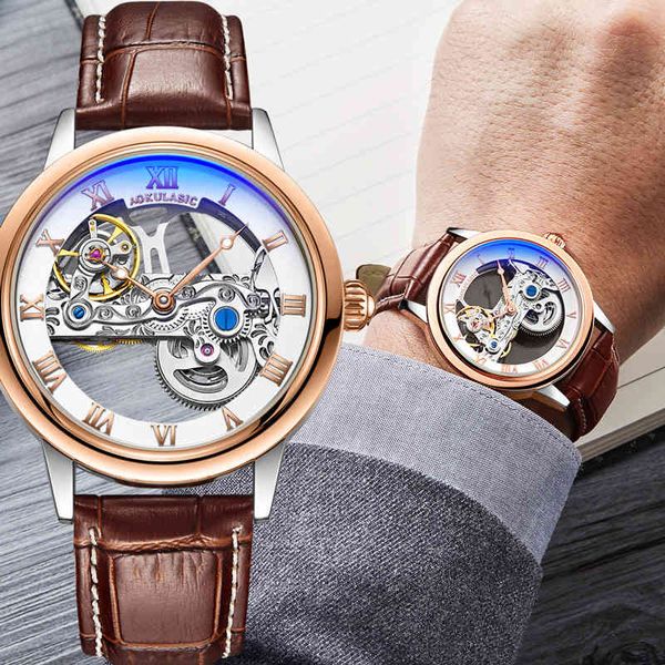 aokulasic automatic mechanical men's watch military army sports male clock fire luxury hollow transparent man's 016, Slivery;brown
aokulasic automatic mechanical men's watch military army sports male clock fire luxury hollow transparent man's 016, Slivery;brown