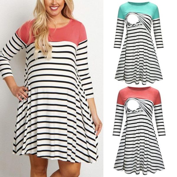 maternity dresses pregnant dress women fashion 3/4 sleeve striped print nursing for breastfeeding loose pregnancy pajamas clothes, White
maternity dresses pregnant dress women fashion 3/4 sleeve striped print nursing for breastfeeding loose pregnancy pajamas clothes, White