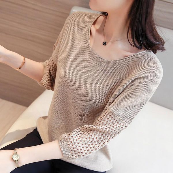 women's blouses & shirts summer women knitted blouse shirt o-neck hollow knit pullover blusas mujer de moda 2021 femme c845, White
women's blouses & shirts summer women knitted blouse shirt o-neck hollow knit pullover blusas mujer de moda 2021 femme c845, White