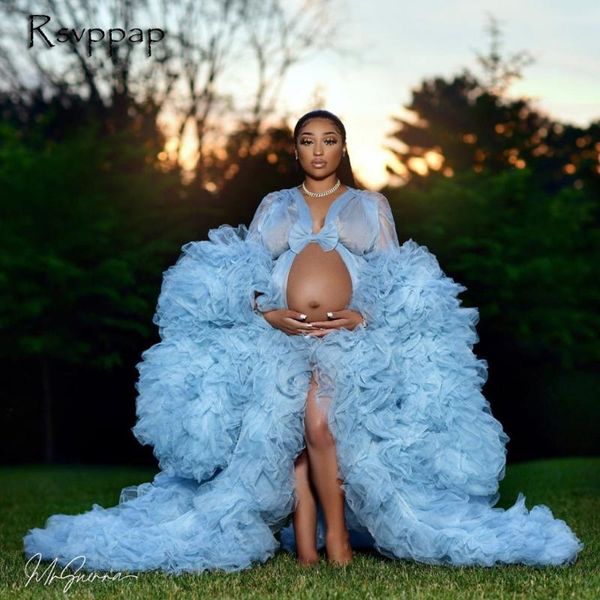 party dresses light blue tulle maternity dress robe long sleeve puffy ruffles african pregnant women evening 2021, White;black
party dresses light blue tulle maternity dress robe long sleeve puffy ruffles african pregnant women evening 2021, White;black
