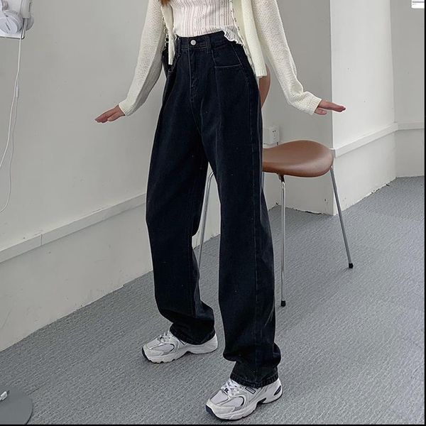 2020 new fashionable high waist women jeans black oversized straight trousers women autumn wide legs denim pants women, Black;white
2020 new fashionable high waist women jeans black oversized straight trousers women autumn wide legs denim pants women, Black;white