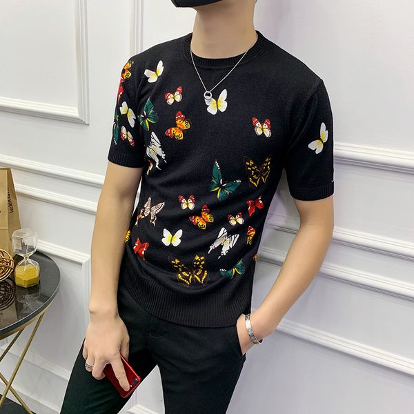 men's short sleeve printed butterfly fashion poppies fine tuning sweat vintage sweater j8c3, White;black
men's short sleeve printed butterfly fashion poppies fine tuning sweat vintage sweater j8c3, White;black