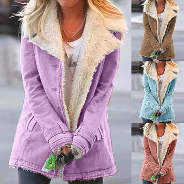women's jackets winter women fashion coat solid color buttons lapel warm plush thick outerwear jacket plus size 5xl clothes for female, Black;brown
women's jackets winter women fashion coat solid color buttons lapel warm plush thick outerwear jacket plus size 5xl clothes for female, Black;brown