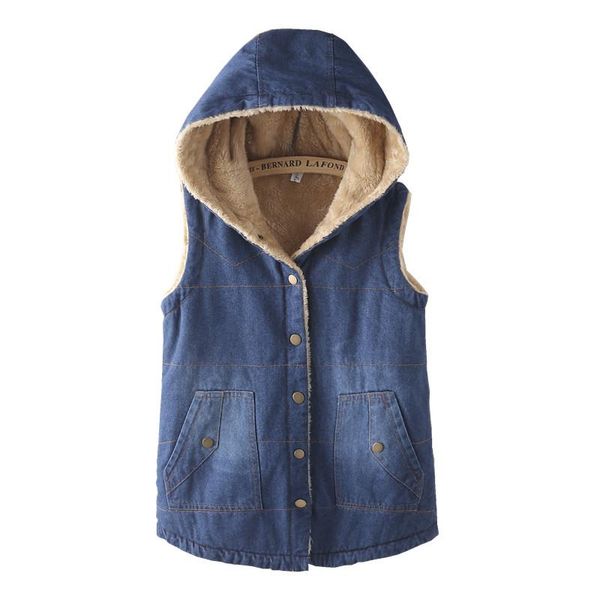 women's vests autumn and winter plus velvet thickened lamb cotton hooded ladies vest loose denim female waistcoat, Black;white
women's vests autumn and winter plus velvet thickened lamb cotton hooded ladies vest loose denim female waistcoat, Black;white