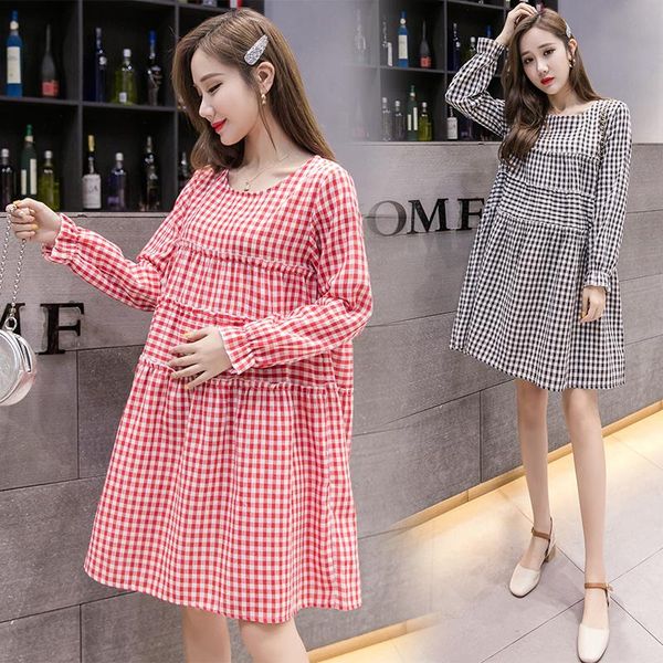 maternity dresses 755# clothes spring autumn fashion plaid color block cotton long sleeves loose stylish dress for pregnant women, White
maternity dresses 755# clothes spring autumn fashion plaid color block cotton long sleeves loose stylish dress for pregnant women, White