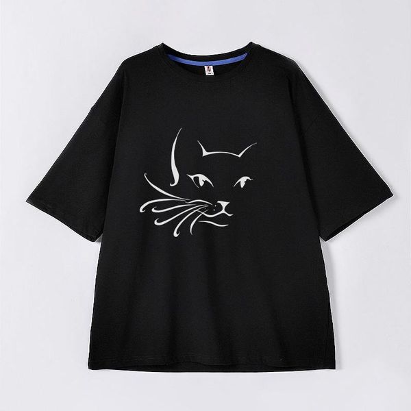 women's t-shirt elegant cat print t-shirts black o-neck short drop sleeve woman tshirts 2021 summer casual loose fashion zxz2.3, White
women's t-shirt elegant cat print t-shirts black o-neck short drop sleeve woman tshirts 2021 summer casual loose fashion zxz2.3, White