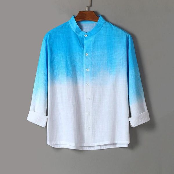 men's casual shirts fashion shirt slim fit gradient printed cardigan linen cotton color matching lapel, White;black
men's casual shirts fashion shirt slim fit gradient printed cardigan linen cotton color matching lapel, White;black
