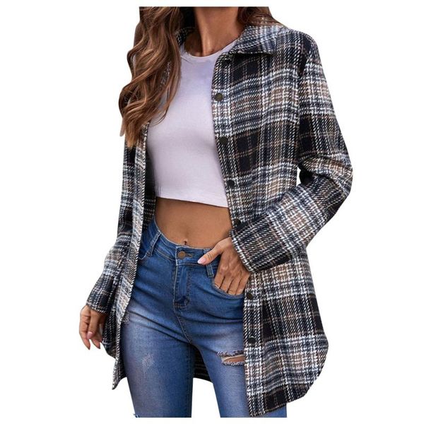 women's jackets plaid print women autumn winter jacket retro casual lapel long coat female oversized button shirt flannel cardigan over, Black;brown
women's jackets plaid print women autumn winter jacket retro casual lapel long coat female oversized button shirt flannel cardigan over, Black;brown