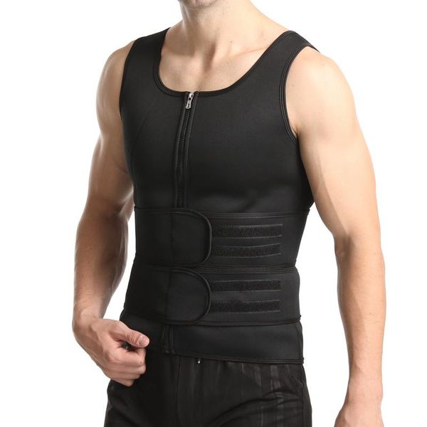 running jerseys men body shaper sauna vest waist trainer double belt sweat shirt corset abdomen slimming shapewear fat burn fitness, Black;blue 
running jerseys men body shaper sauna vest waist trainer double belt sweat shirt corset abdomen slimming shapewear fat burn fitness, Black;blue