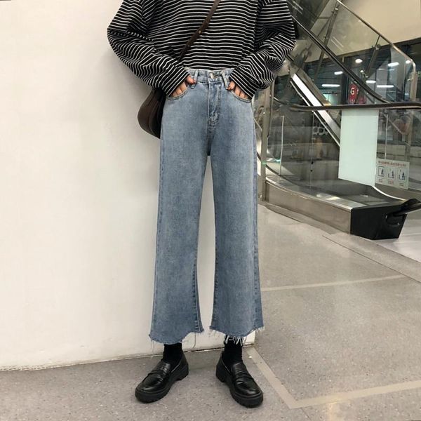 women's jeans 2021 spring and autumn trousers high-waisted wide-leg winter straight tube nine-cent for women, Blue
women's jeans 2021 spring and autumn trousers high-waisted wide-leg winter straight tube nine-cent for women, Blue