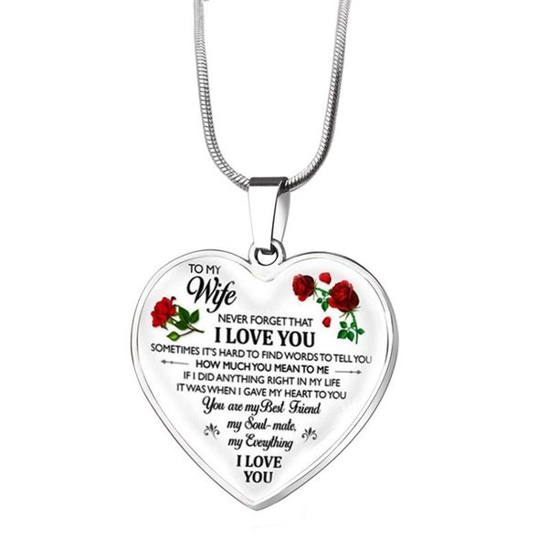 pendant necklaces romantic heart necklace rose flower to my wife daughter pendants for women girls jewelry love gifts, Silver
pendant necklaces romantic heart necklace rose flower to my wife daughter pendants for women girls jewelry love gifts, Silver
