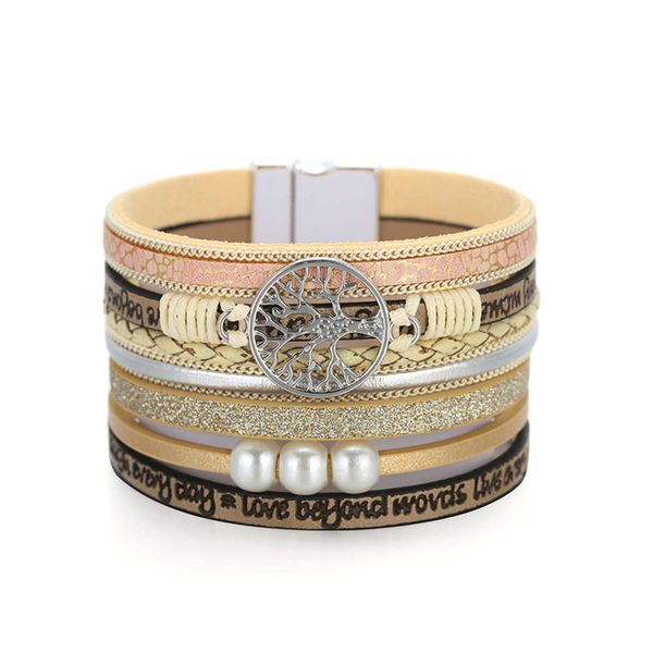 bracelet bohemian leather jewelry multilayer life tree pearl hand woven magnetic clasp bracelet, Golden;silver
bracelet bohemian leather jewelry multilayer life tree pearl hand woven magnetic clasp bracelet, Golden;silver